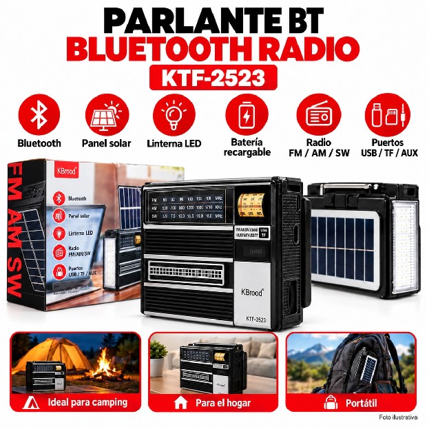 &ua PARLANTE BT BLUETOOTH RADIO KTF-2523  AM - FM / AUX